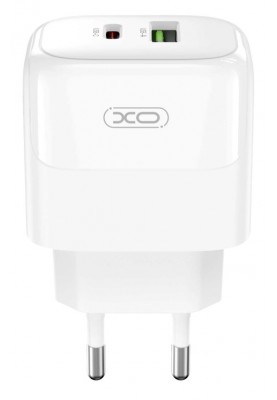 Мережевий зарядний пристрій XO L138 - 30W PD USB-C & 18W QC USB-A White (6974566)