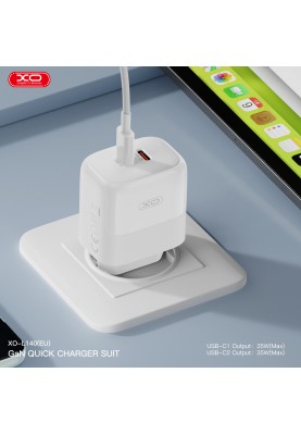 Мережевий зардний пристрій XO L140 - 35W PD Dual port USB-C White (6974568)