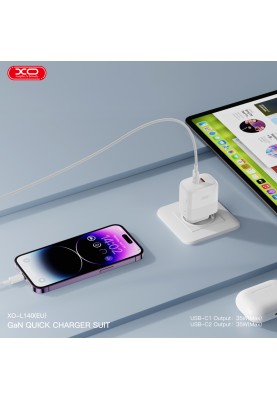 Мережевий зардний пристрій XO L140 - 35W PD Dual port USB-C White (6974568)