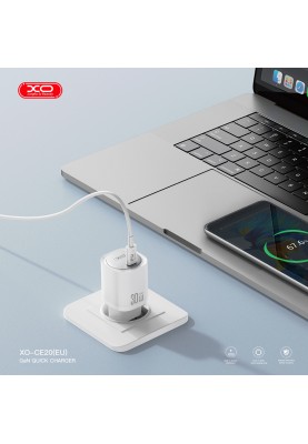 Мережевий зардний пристрій XO CE20 - 33W Single port USB-C PD30W/PPS33W White (6974571)