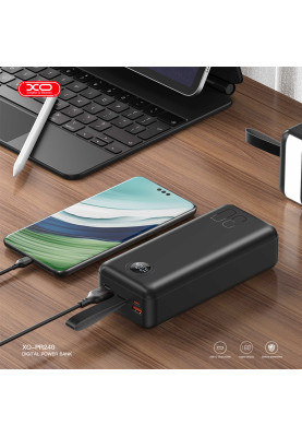 Портативний зарядний пристрій XO PR240 - 30000 mAh PD20W + QC22.5W with light (Black)  (6974644)