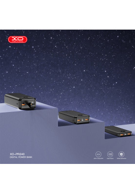 Портативний зарядний пристрій XO PR240 - 30000 mAh PD20W + QC22.5W with light (Black)  (6974644)