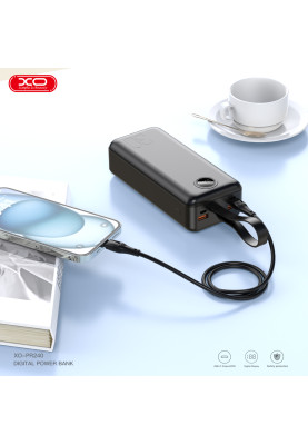 Портативний зарядний пристрій XO PR240 - 30000 mAh PD20W + QC22.5W with light (Black)  (6974644)