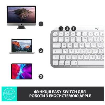 Клавіатура Logitech MX Keys Mini For Mac Wireless Illuminated Pale Grey (6772198)