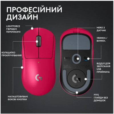 Миша Logitech G PRO X SUPERLIGHT 2 LIGHTSPEED Gaming, Magenta (910-006797) (6937909)