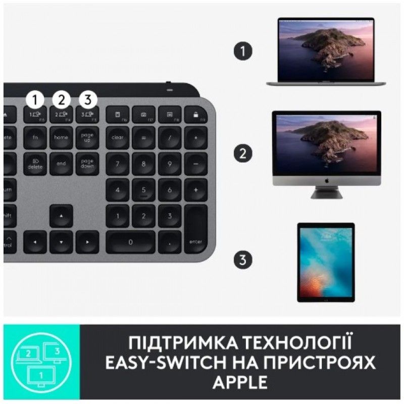 Клавіатура Logitech MX Keys for Mac Advanced Space Grey (920-009558) (6744441)