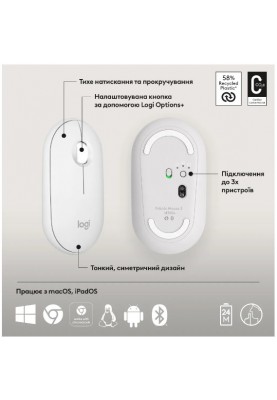 Миша Logitech Pebble Mouse 2 M350s Tonal White (910-007013) (6915627)