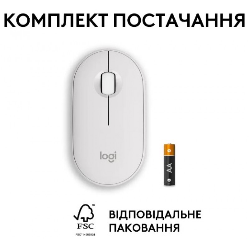 Миша Logitech Pebble Mouse 2 M350s Tonal White (910-007013) (6915627)