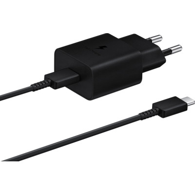 Мережевий зарядний пристрій Samsung 15W Power Adapter Type-C+Cable - Black (EP-T1510XBEGEU) (6972208)