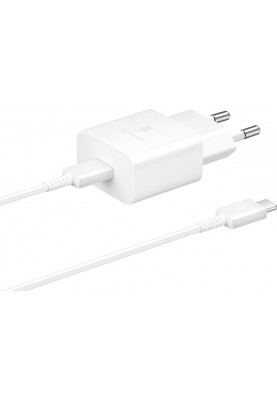 Мережевий зарядний пристрій Samsung 15W Power Adapter Type-C+Cable - White (EP-T1510XWEGEU) (6972209)