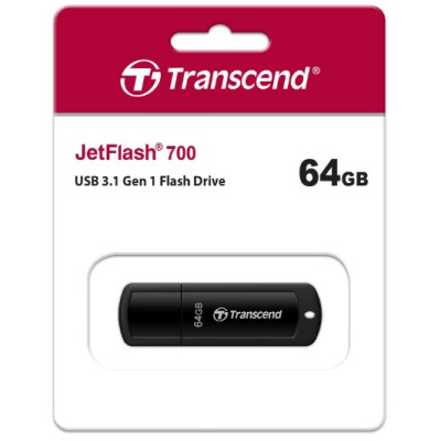 Flash Drive Transcend JetFlash 700 64 GB USB 3.1 Black (TS64GJF700) (6986638)