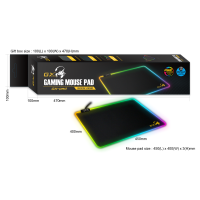 Килимок для миші Genius GX-Pad 500S RGB, USB, Black (6983741)