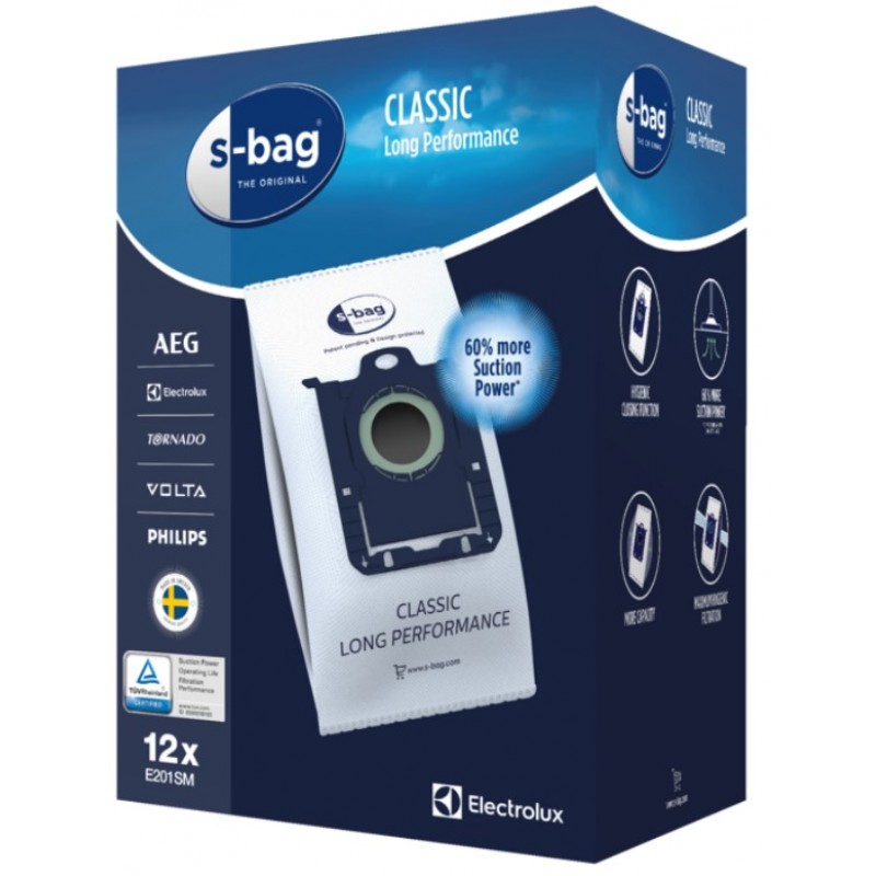 Мішки для пилососа Electrolux E201SMCB S-bag Classic LongPerformance 12х3.5л (6988910)