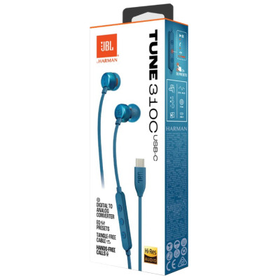 Гарнітура JBL TUNE 310C USB-C Blue (JBLT310CBLU) (6995502)