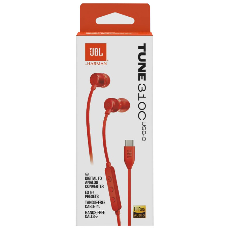 Гарнітура JBL TUNE 310C USB-C Red (JBLT310CRED) (6995503)