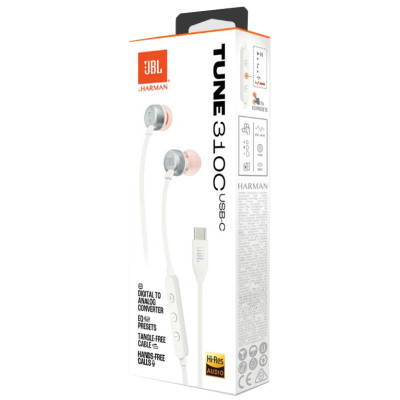 Гарнітура JBL TUNE 310C USB-C White (JBLT310CWHT) (6995504)