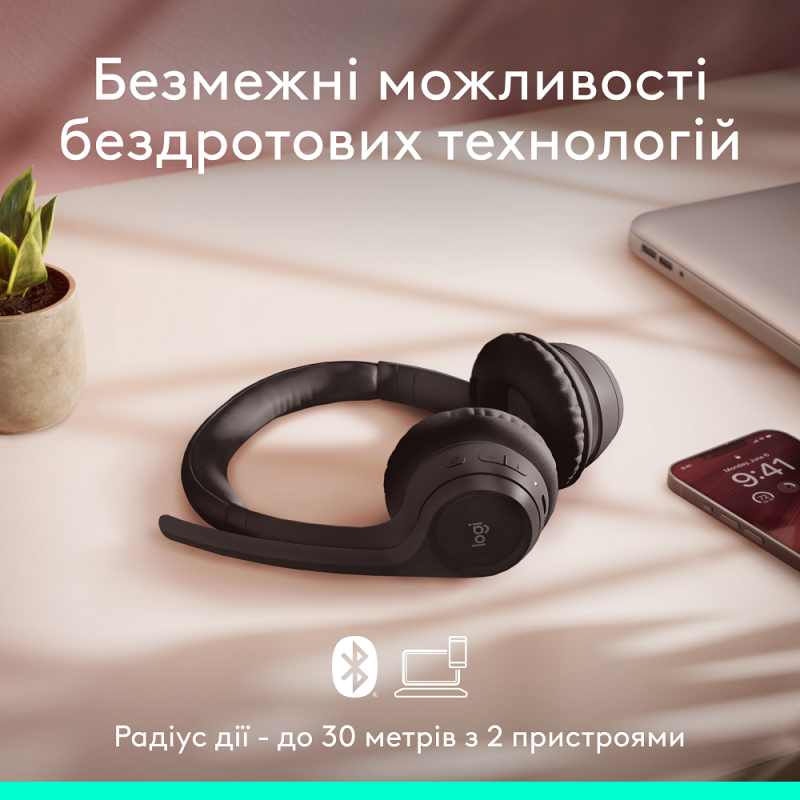 Гарнітура Logitech Zone 300 Wireless Headset BT Black (981-001407)  (6996322)