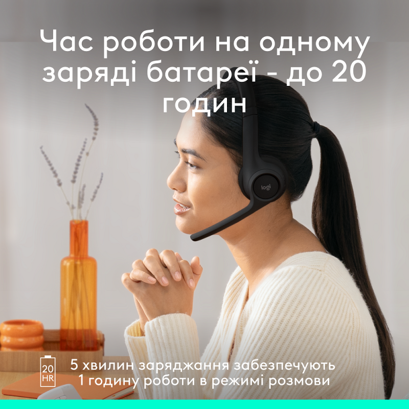 Гарнітура Logitech Zone 300 Wireless Headset BT Black (981-001407)  (6996322)