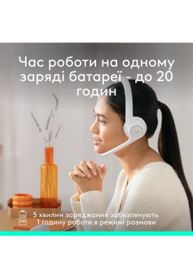 Гарнітура Logitech Zone 300 Wireless Headset BT White (981-001417)  (6996323)