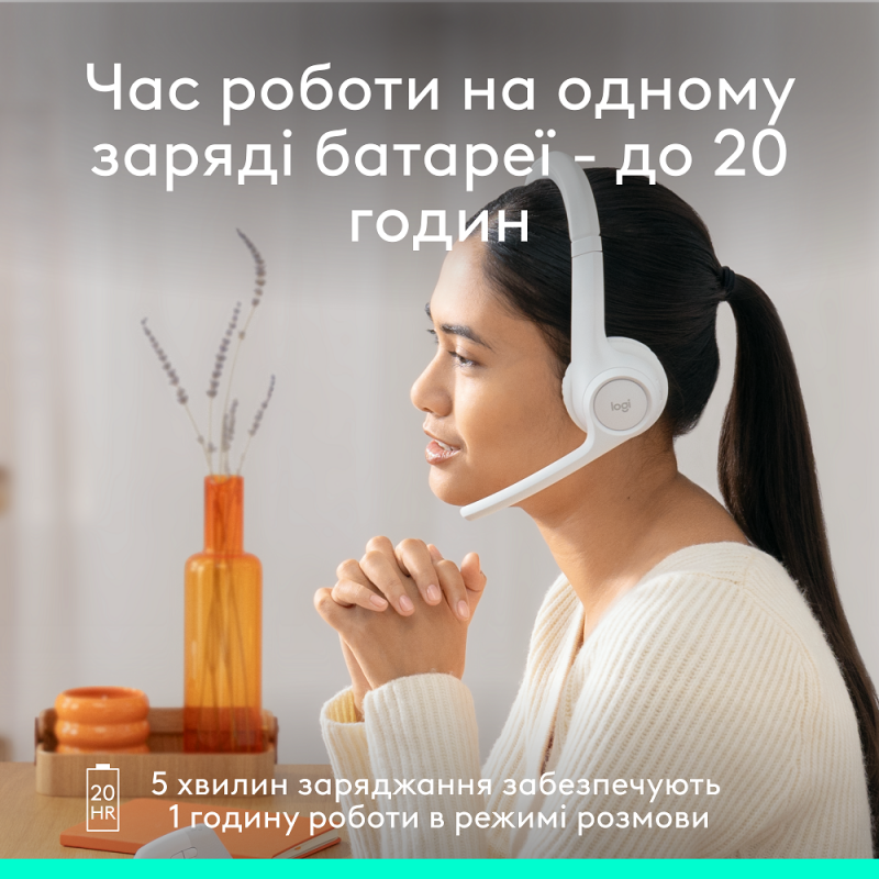 Гарнітура Logitech Zone 300 Wireless Headset BT White (981-001417)  (6996323)