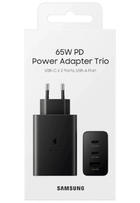 Мережевий зарядний пристрій Samsung 65W Power Adapter Trio (w/o cable) EP-T6530NBEGEU Black (6972206)