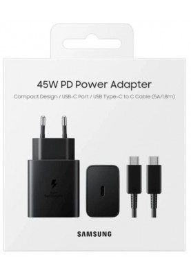 Мережевий зарядний пристрій Samsung 45W Compact Power Adapter (w C to C Cable) EP-T4511XBEGEU Black (6982747)