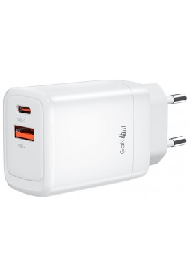 Мережевий зарядний пристрій XO CE16 - 45W PD USB-C & 22.5W QC USB-A White (6978957)