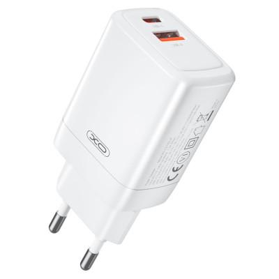 Мережевий зарядний пристрій XO CE16 - 45W PD USB-C & 22.5W QC USB-A White (6978957)