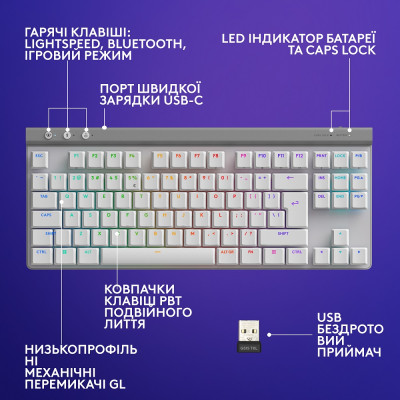 Клавіатура Logitech G515 LIGHTSPEED TKL Wireless Gaming White (920-012539) (6998421) Клавіатура Logitech G515 LIGHTSPEED TKL Wireless Gaming White (920-012539) (6998421)
