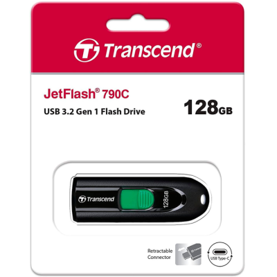 Flash Drive Transcend JetFlash 790C 128GB USB 3.2 Black (TS128GJF790C) (6970493)