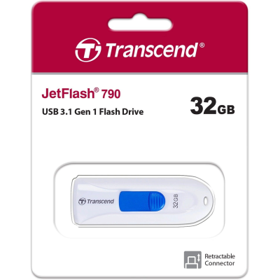 Flash Drive Transcend JetFlash 790 32GB USB 3.1 White (TS32GJF790W) (6986652) Flash Drive Transcend JetFlash 790 32GB USB 3.1 White (TS32GJF790W) (6986652)