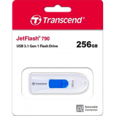 Flash Drive Transcend JetFlash 790 256GB USB 3.1 White (TS256GJF790W) (6986655)