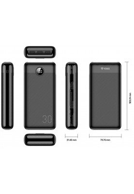 Портативний зарядний пристрій Yenkee YPB 3018 - 30000 mAh PD20W Black (7007751)