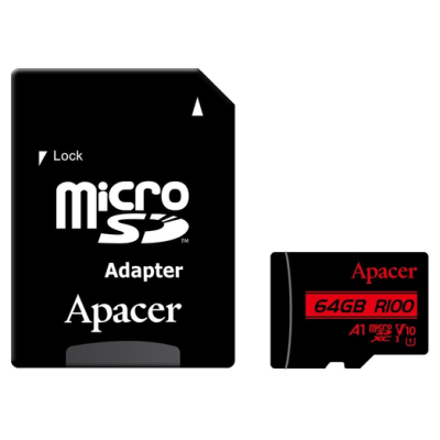 Карта пам'яті Apacer microSDXC 64GB U1 V10 A1 R100 + adapter (100/10 MB/s) (7005390)
