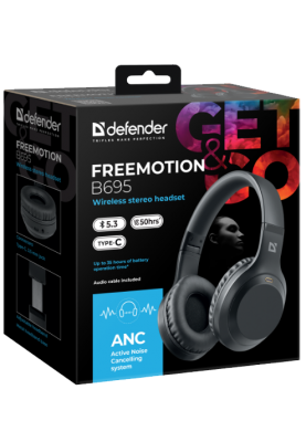 Гарнітура Defender FreeMotion B695 Bluetooth ANC Black (63695)  (7024922)