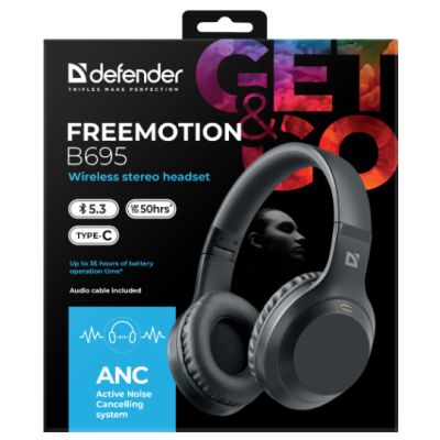 Гарнітура Defender FreeMotion B695 Bluetooth ANC Black (63695)  (7024922)