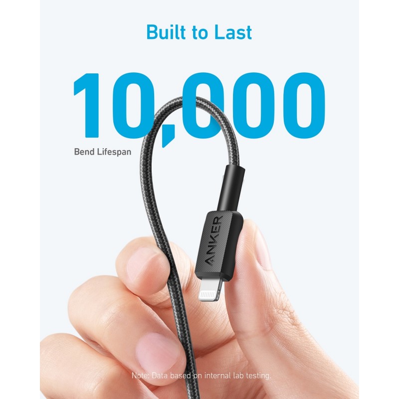 Кабель Anker 322 USB-C to Lightning - 1.8m Nylon Black (7030799)