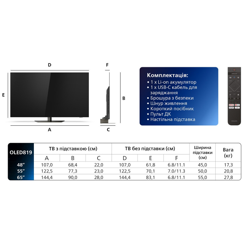LED-телевізор Philips 48OLED819/12  (7025049)