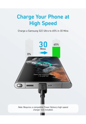 Кабель Anker 322 USB-C to USB-C - 1.8m Nylon Black (6962733)