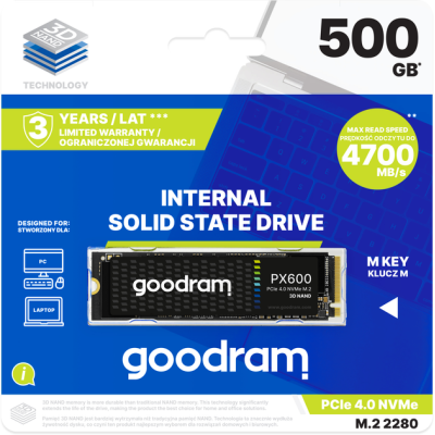 SSD накопичувавч Goodram M.2 500GB PX600 NVMe PCIe 4.0 2280 (6892412) SSD накопичувавч Goodram M.2 500GB PX600 NVMe PCIe 4.0 2280 (6892412)