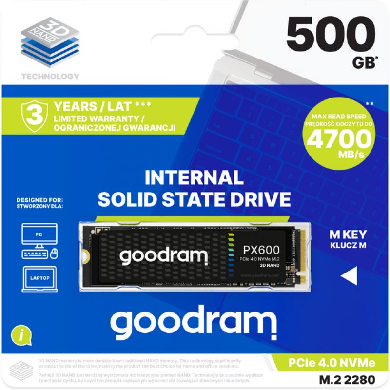 SSD накопичувавч Goodram M.2 500GB PX600 NVMe PCIe 4.0 2280  (6892412)