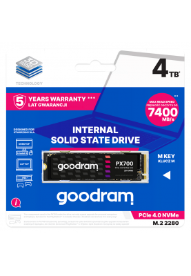 SSD накопичувач Goodram PX700 4TB M.2 NVMe PCIe 4.0 2280 (SSDPR-PX700-04T-80) (6952892)