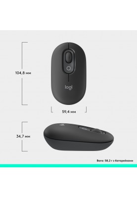 Миша Logitech POP Mouse Graphite, Bluetooth (910-007412) (7049936)