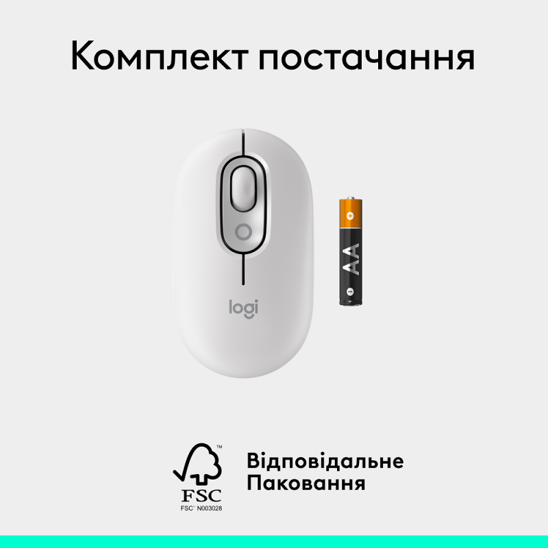 Миша Logitech POP Mouse Offwhite, Bluetooth (910-007411) (7049937)