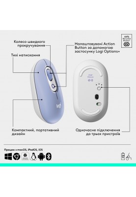 Миша Logitech POP Mouse Lilac, Bluetooth (910-007414) (7049939)