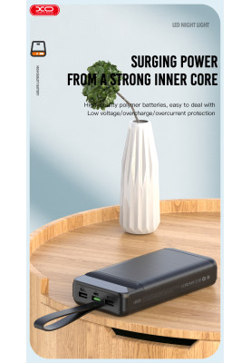 Портативний зарядний пристрій XO PR158 - 50000 mAh 3-Input PD20W + QC22.5W with light Black (7005548)