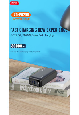 Портативний зарядний пристрій XO PR200 - 30000 mAh PD20W + QC22.5W Black (7005549)