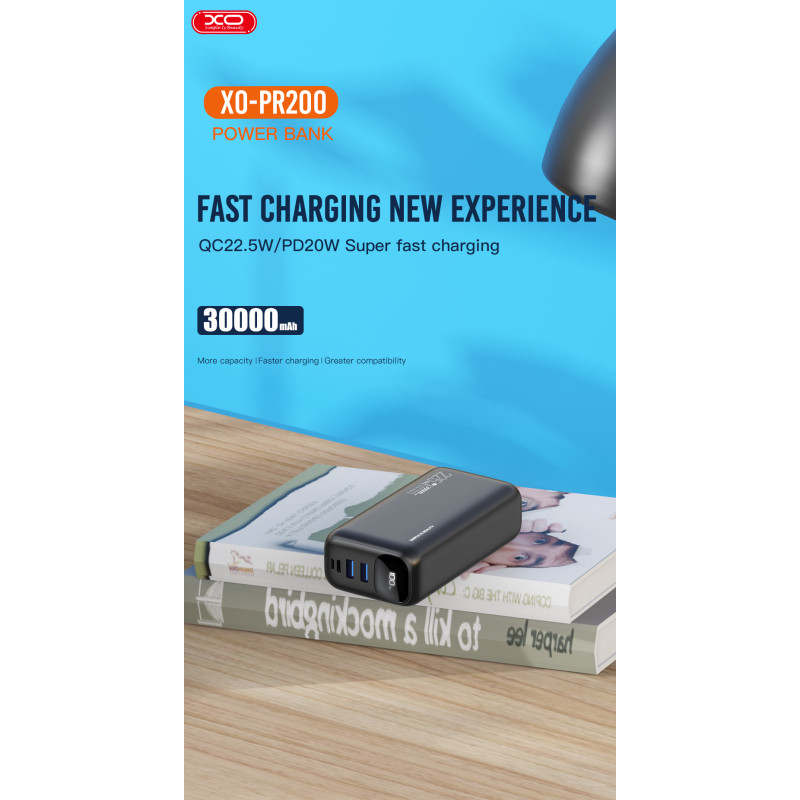Портативний зарядний пристрій XO PR200 - 30000 mAh PD20W + QC22.5W Black (7005549)