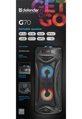 Портативна акустика Defender G70 12Вт, Black (65171)  (7063513)