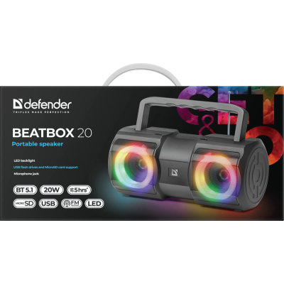 Портативна колонка Defender Beatbox 20 20Вт, Black (65420) (7063514) Портативна колонка Defender Beatbox 20 20Вт, Black (65420) (7063514)